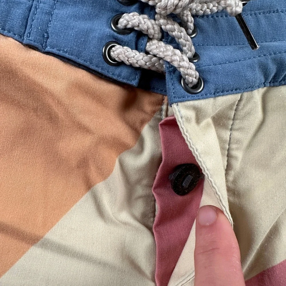 Faherty Boardshorts Mens 29 Lace Up Sunburst Swim Trunks Multicolor Stretch‎